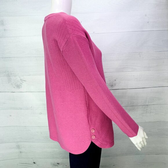 Talbots Womens Button Detail Sweater Mixed Stitch Pink Long Sleeve Size S - Picture 9 of 14